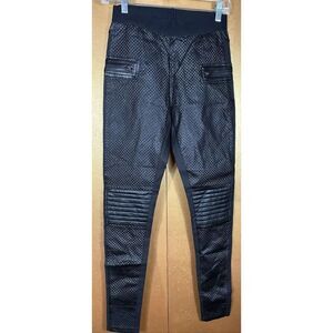 Hommage faux leather motto leggings size S